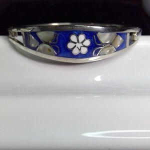 Sterling Silver Abalone Cuff Bracelet Butterflies